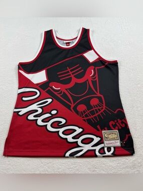 Mitchell & ness Chicago bulls NBA tank top jersey men’s L black/red big face 5.0